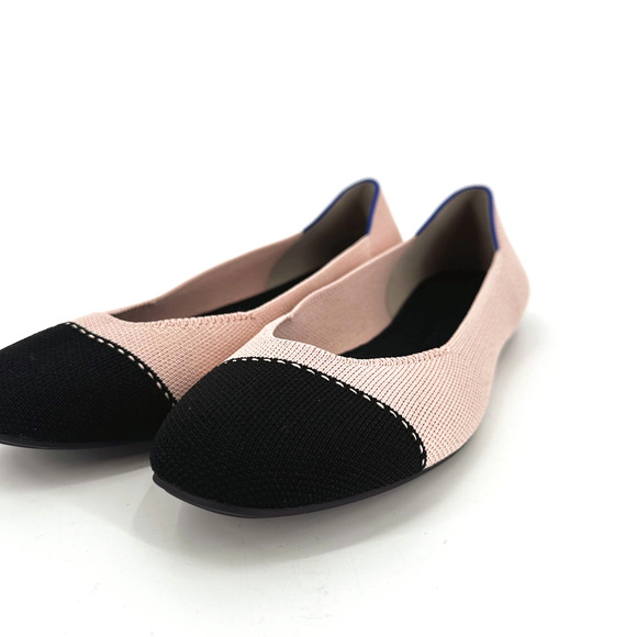Rothys Womens The Square Flats In Rosewater Size 9 Pink/Black Comfort Preppy - Picture 3 of 8
